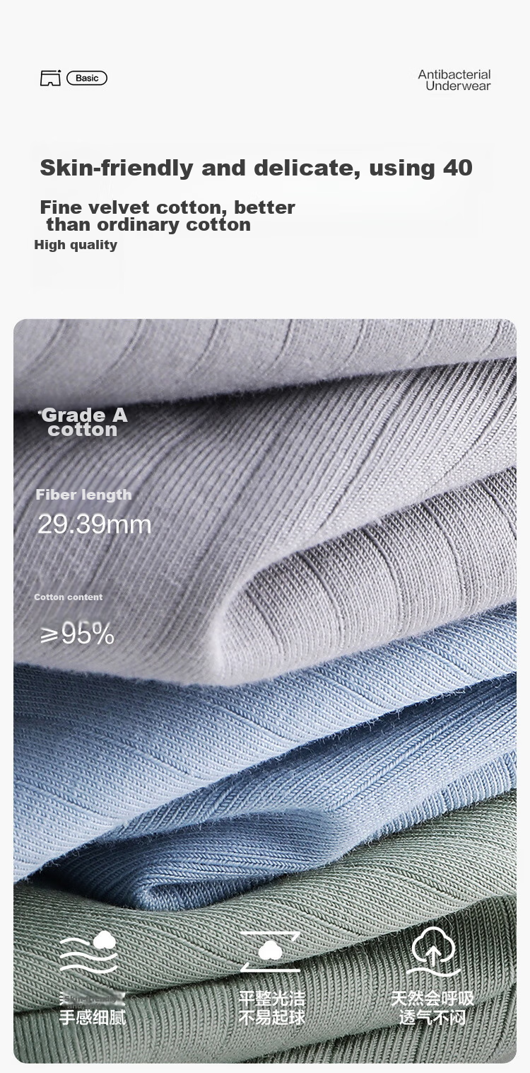 Мужские трусы PurCotton, 5A антибактериальные, дышащие, 95% хлопок, боксеры с высокой эластичностью, сохраняющие форму, отводящие пот