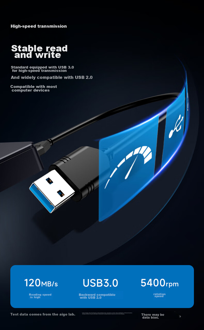 Внешний жесткий диск Aigo HD809, 2 ТБ, USB 3.0, 2.5 дюйма, черный
