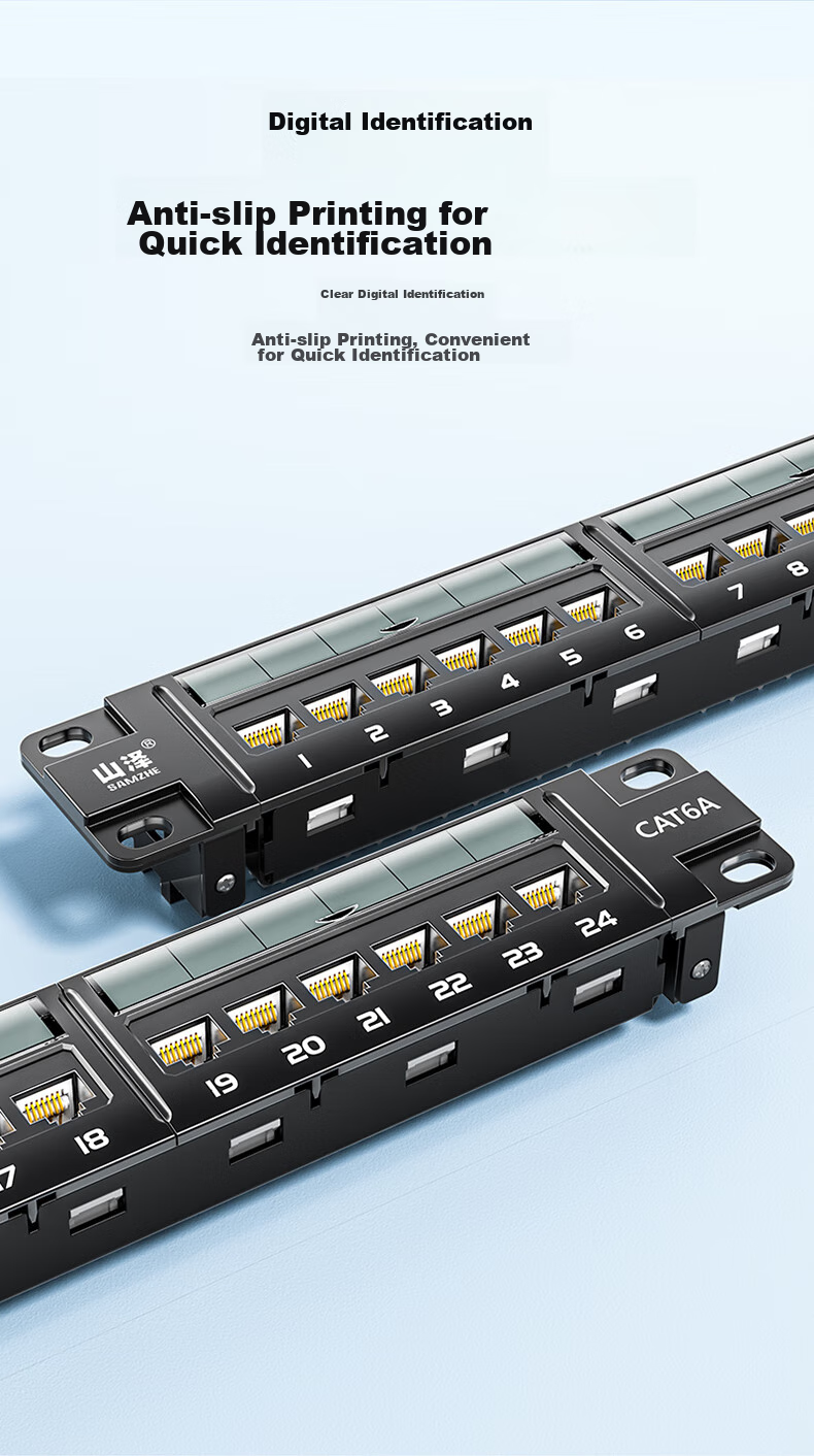 Патч-панель SAMZHE CAT6 Unshielded 24-портовая, 10 Gigabit Ethernet, 20U, монтируемая в стойку
