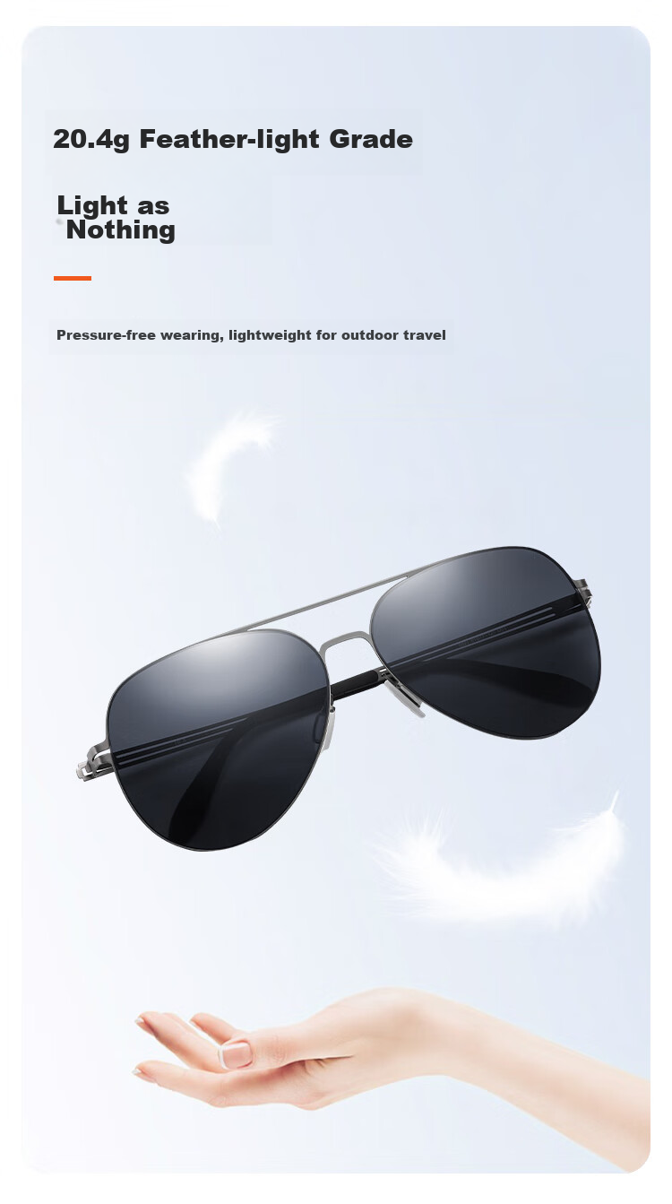 Polarized Aviator Sunglasses HLA for Men, Classic Vintage Style, Gunmetal Frame, Black and Gray Lenses, UV Protection