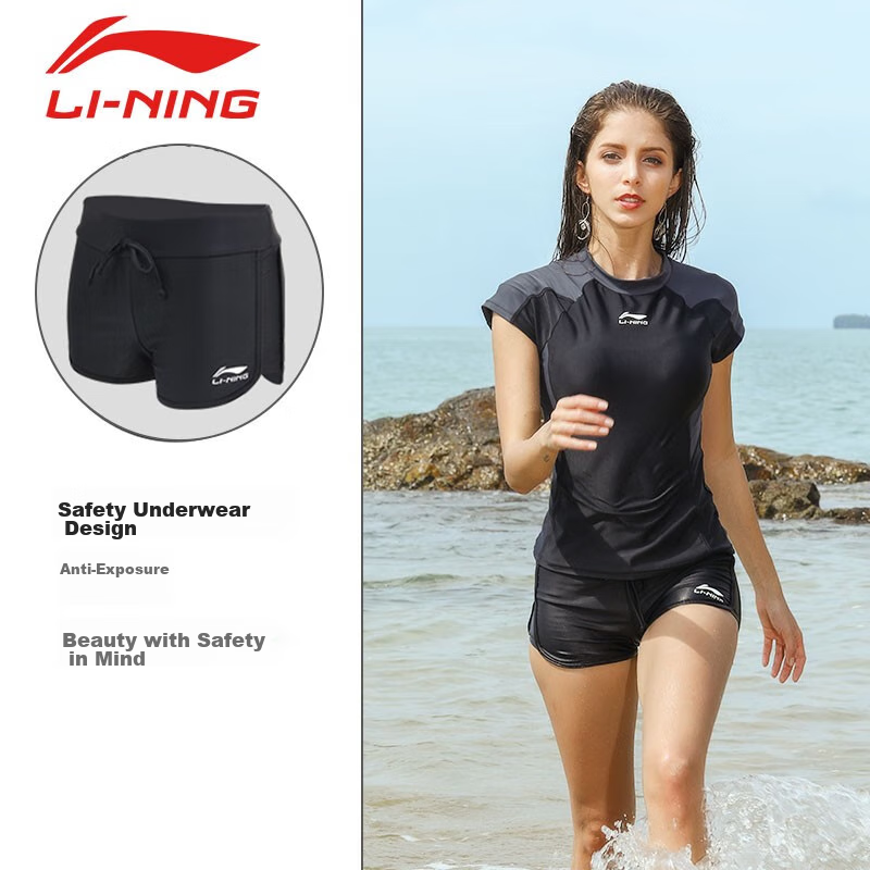 Женский раздельный купальник LI-NING, push-up, для маленькой груди, спортивный, с высокой талией, 104 Rose Red, размер M