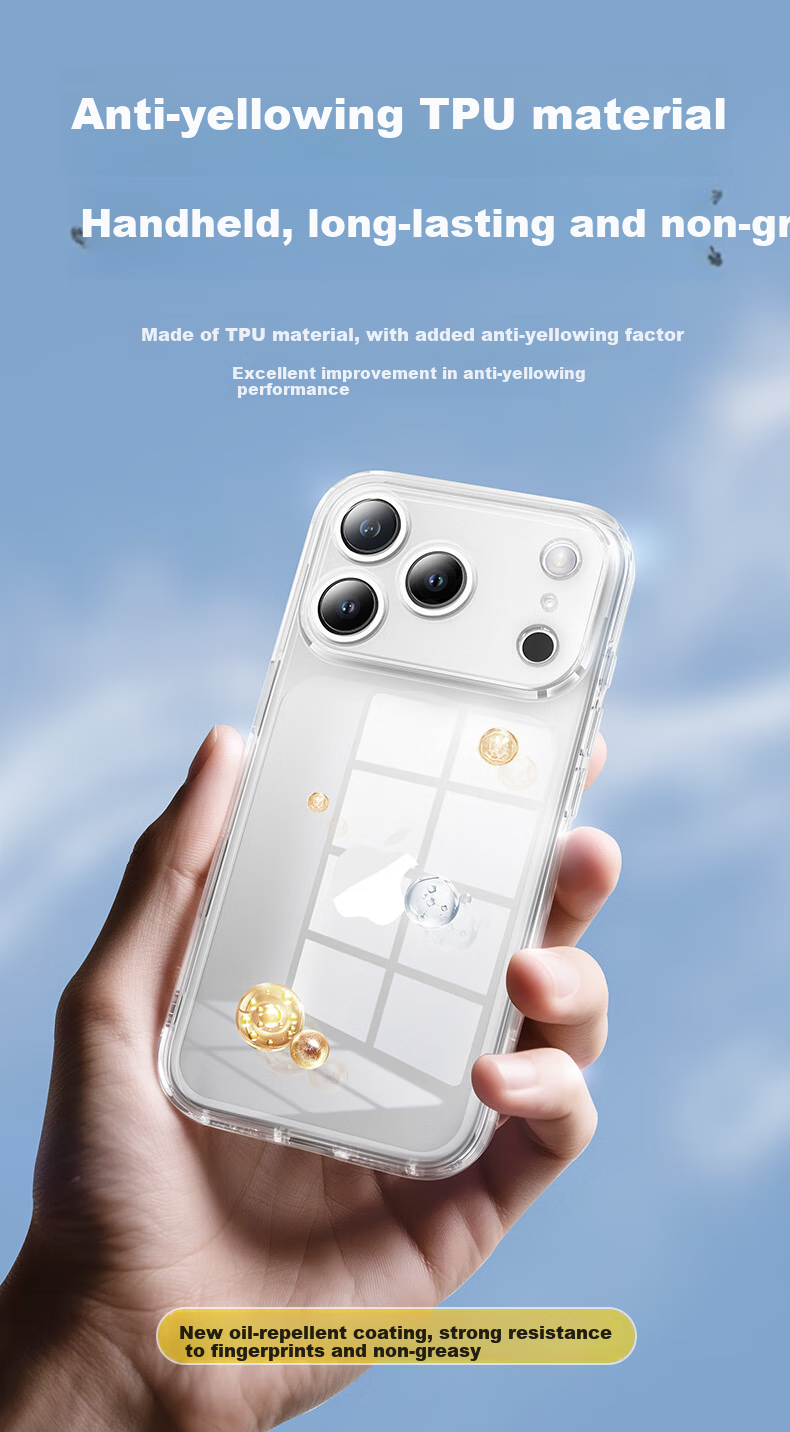 Чехол-накладка PISEN для Apple iPhone 17 Pro Max, противоударный, прозрачный, с защитой камеры, TPU, артикул 100205147395
