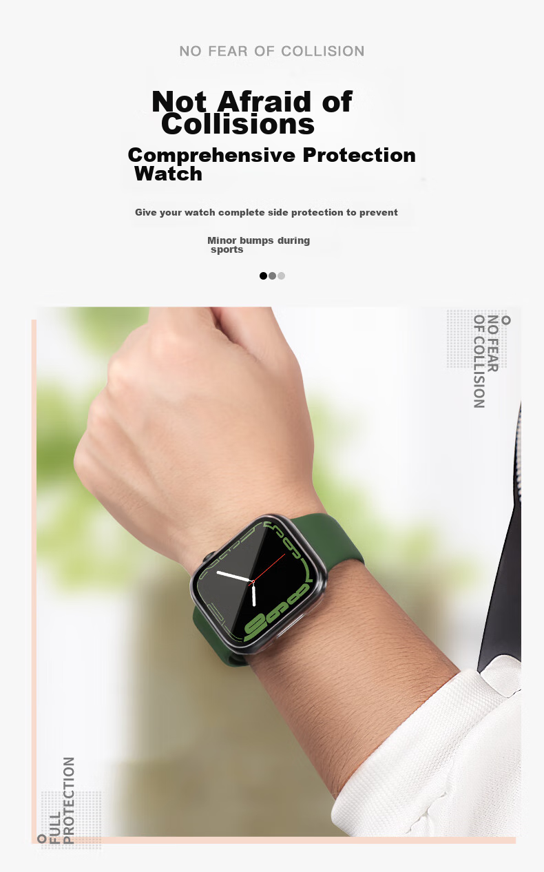 Защитный чехол-пленка Weiqiantu для Apple Watch Ultra2/S9/8/7/SE, закаленное стекло, полноэкранная защита от падения, интегрированный корпус - 40 мм [Прозрачный]