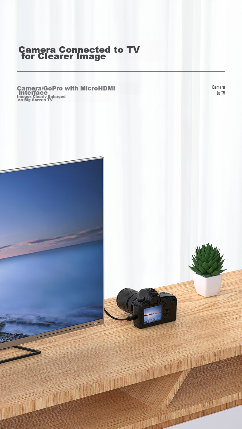Адаптер BIAZE Micro HDMI на HDMI, версия 2.0, кабель 1.5 метра, поддержка 4K 60Hz для ноутбуков, планшетов, камер, телевизоров и проекторов