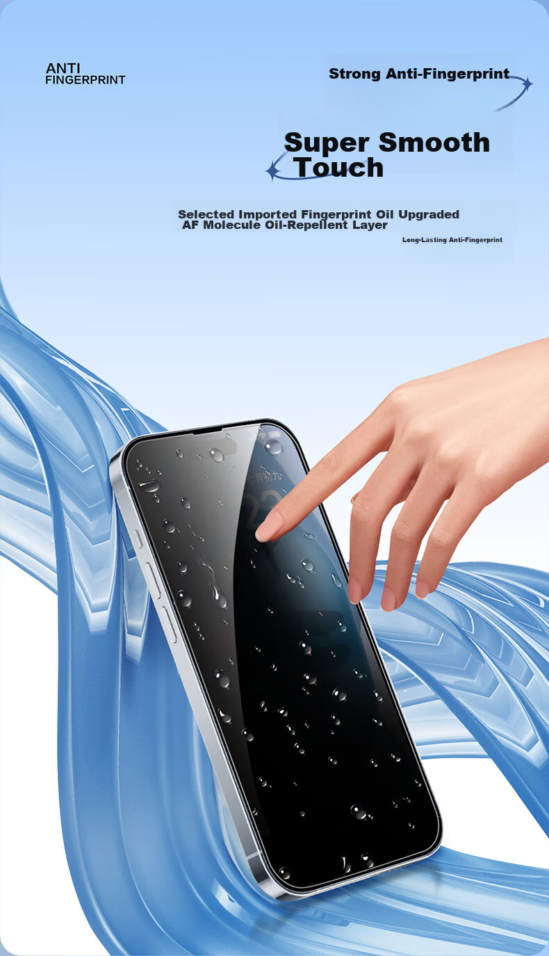 Защитное стекло PISEN для iPhone 16/15, противоударное, с защитой от отпечатков пальцев и конфиденциальности, прозрачное, 2 шт.
