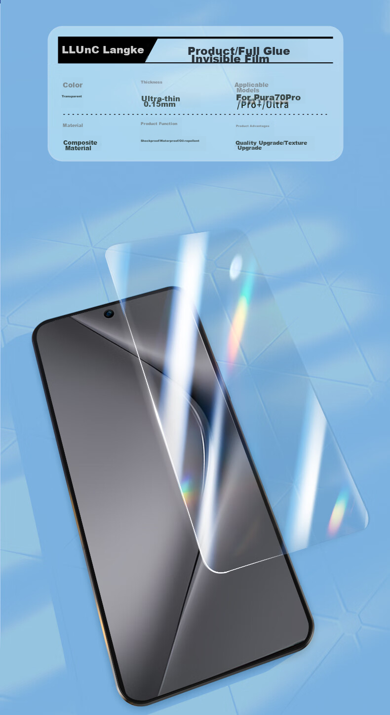 Защитная пленка LLUNC для Huawei Pura70Pro/Pro+/Ultra, гидрогелевая, полноэкранная, противоударная, прозрачная, 2 шт.
