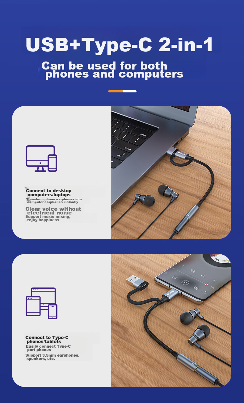 Внешняя звуковая карта BIAZE Type-C/USB, с ЦАП, для подключения к ПК, ноутбуку, телефону, конвертер 3.5 мм для наушников, микрофона, динамиков