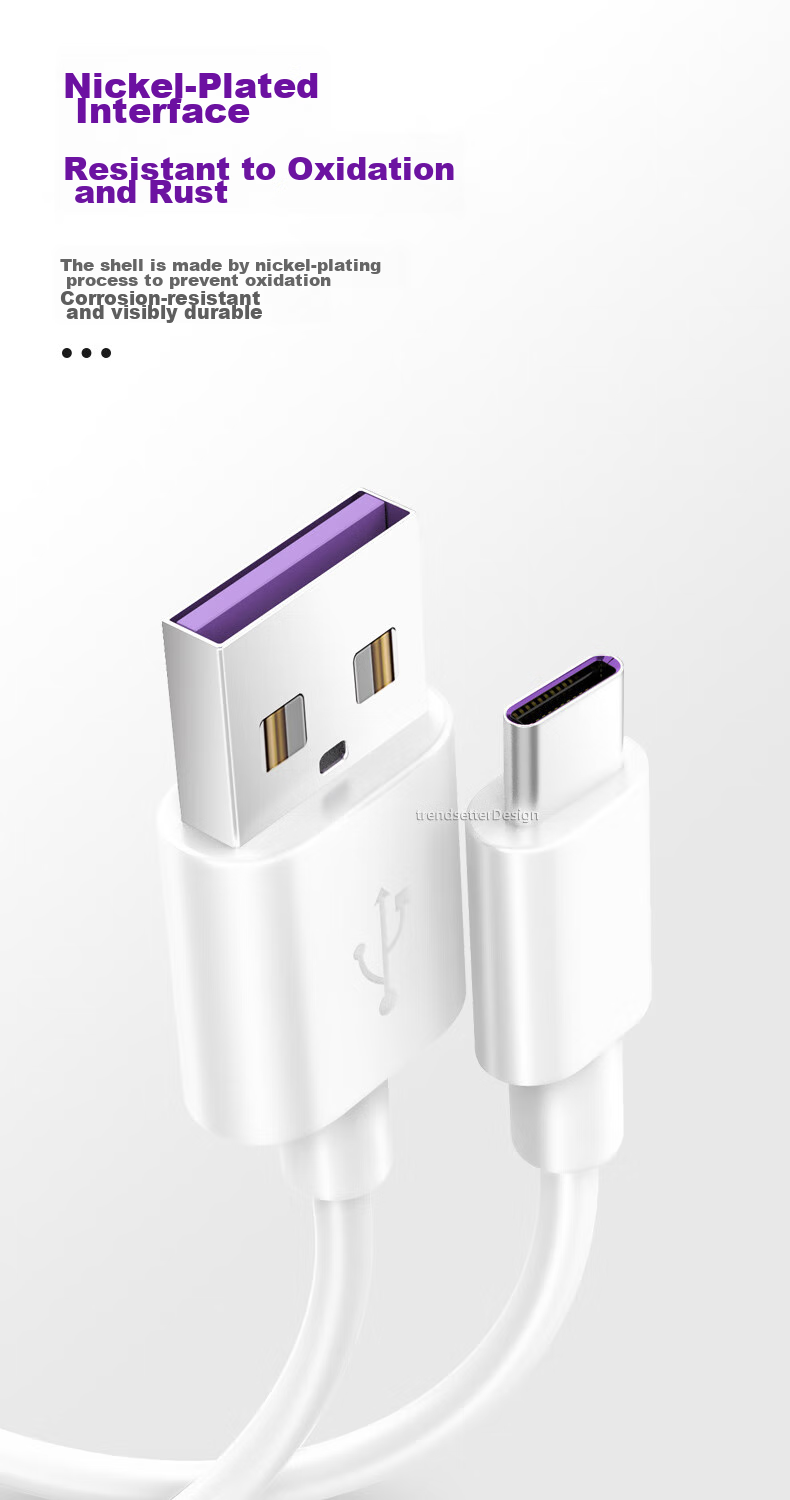 Кабель Trendsetter 2-Pack USB Type-A на Type-C, 66W/40W, 6A/5A, 1 метр, белый
