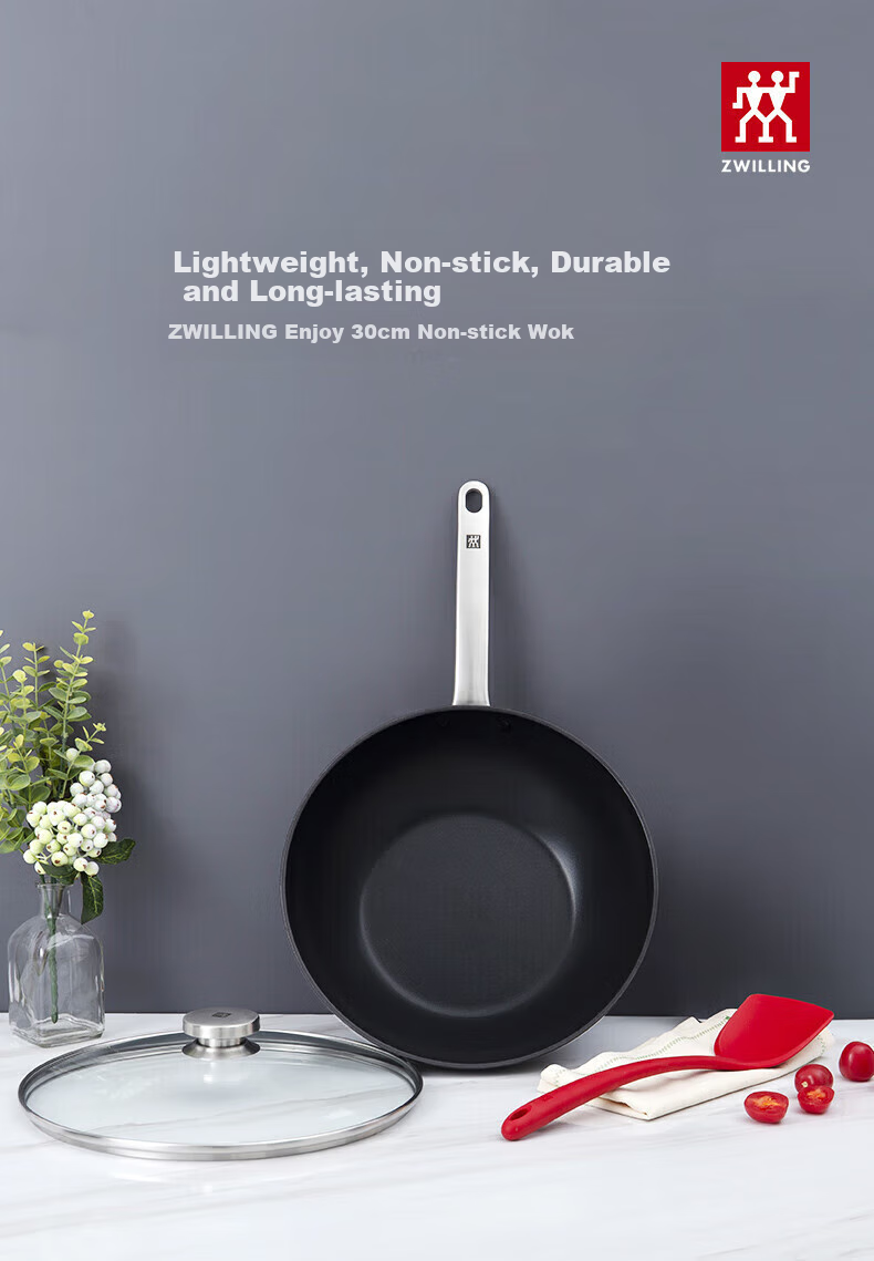 ZWILLING Антипригарная сковорода-вок 30 см, плоское дно, для индукционных и газовых плит, алюминиевый сплав, Китай