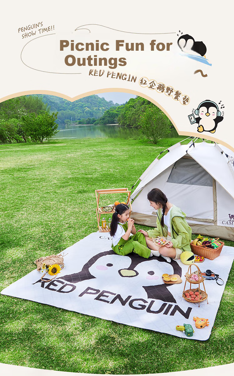 Коврик CAMEL Red Penguin для пикника, водонепроницаемый, уличный, для кемпинга, размер 200x200 см