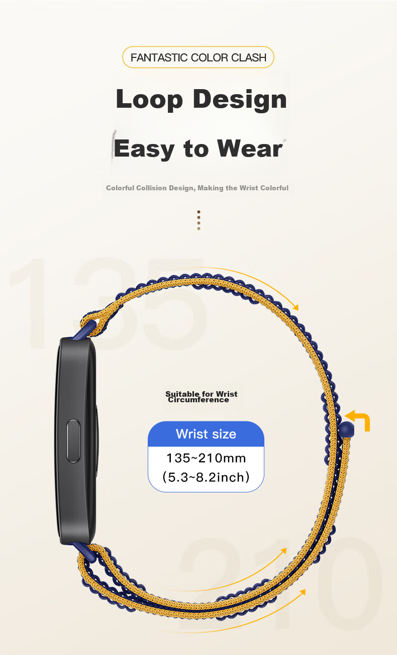 Ремешок BHO для Huawei Band 10/9/8, нейлоновый, синий