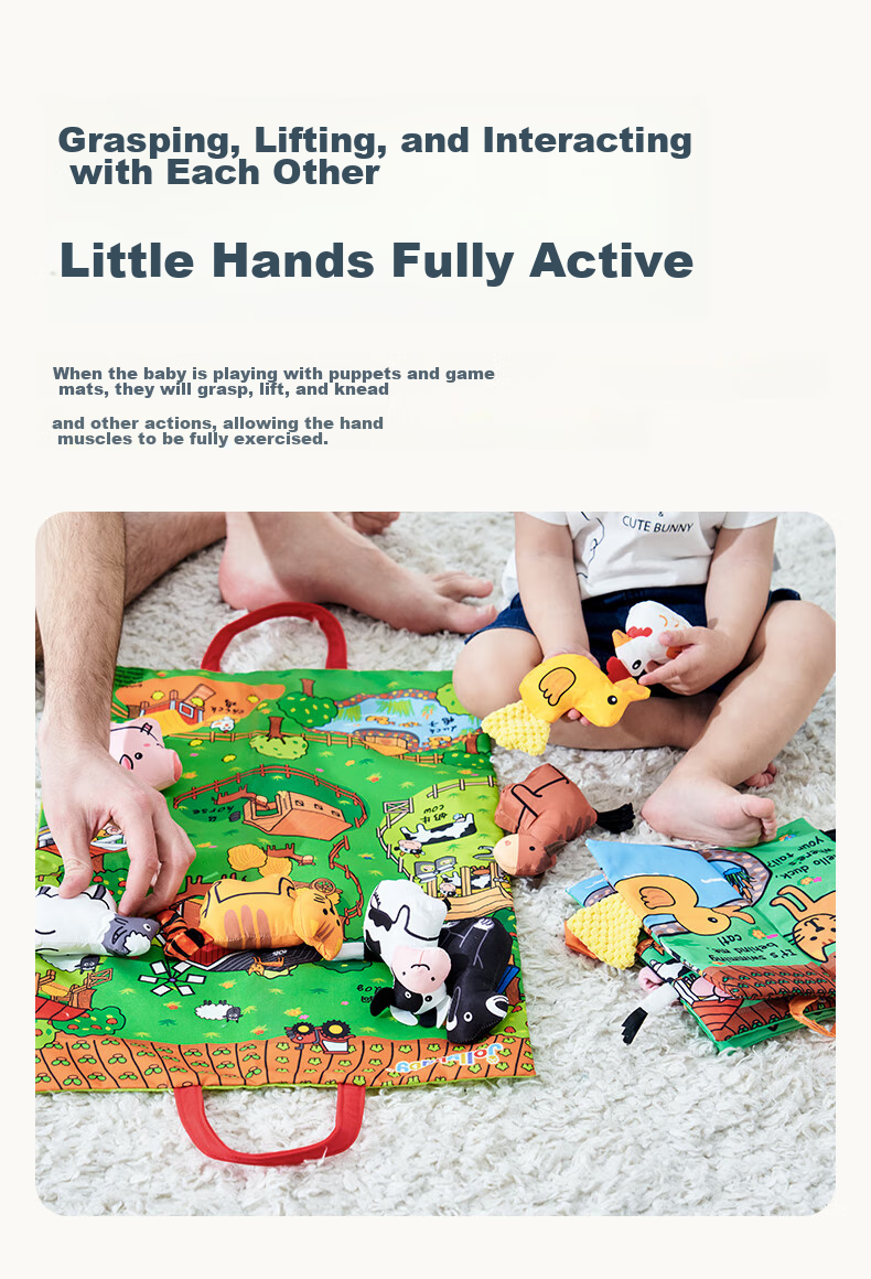 Развивающая 3D книжка-игрушка Jollybaby для малышей от 0 до 1 года, интерактивная, с сенсорными элементами и подвесками, подарочный набор