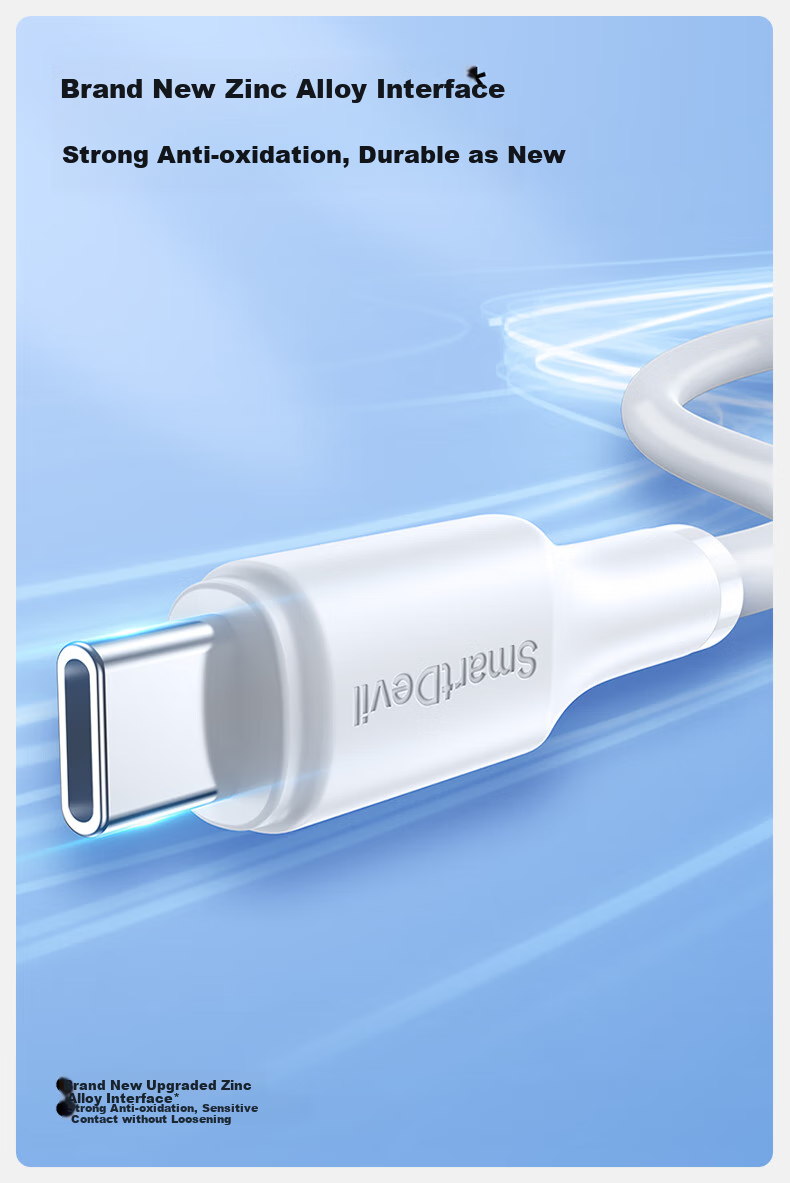 Кабель Shanmo Type-C PD60W, 1.5м, белый, для iPhone 16/17, iPad, ноутбуков