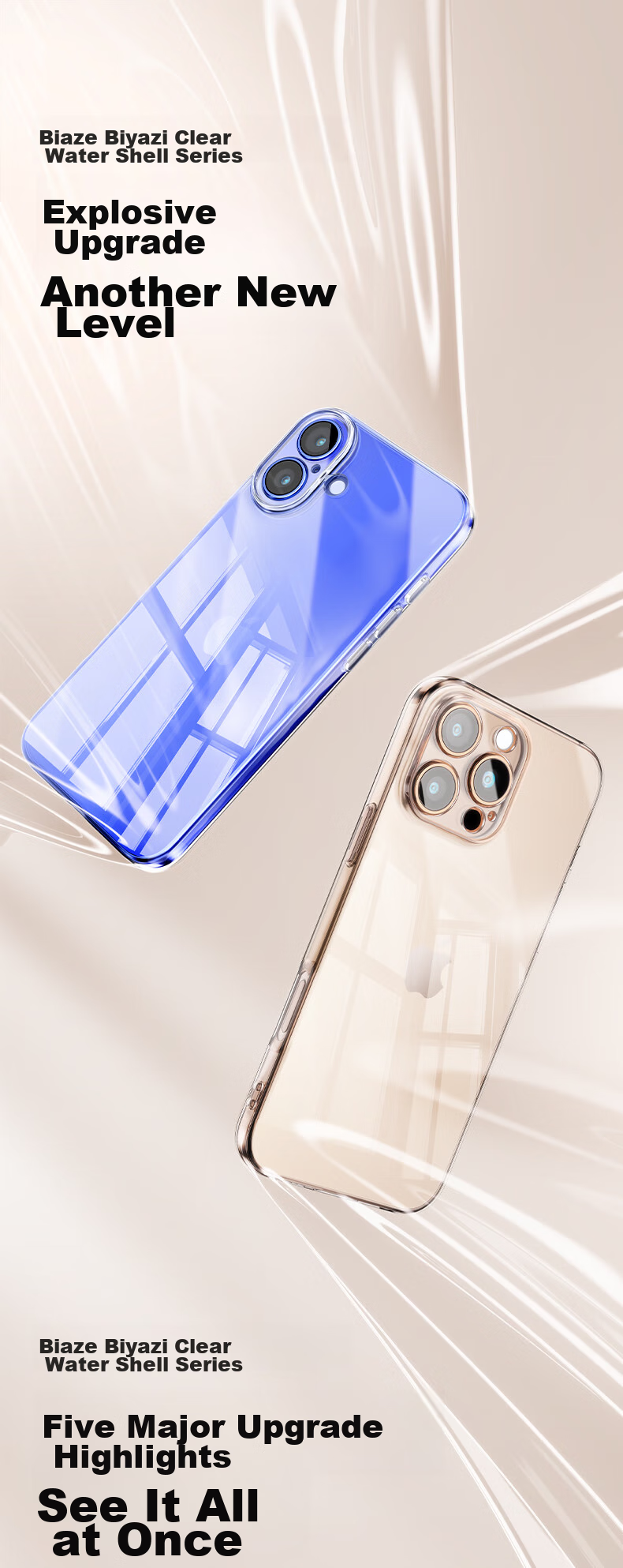 Чехол BIAZE для iPhone 16 Pro Max, прозрачный, противоударный, ультратонкий, с защитой камеры