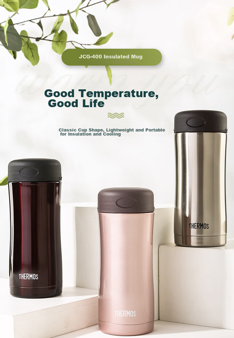 Термос THERMOS JCG-400, 400 мл, нержавеющая сталь, для бизнеса и офиса, цвет серебристый