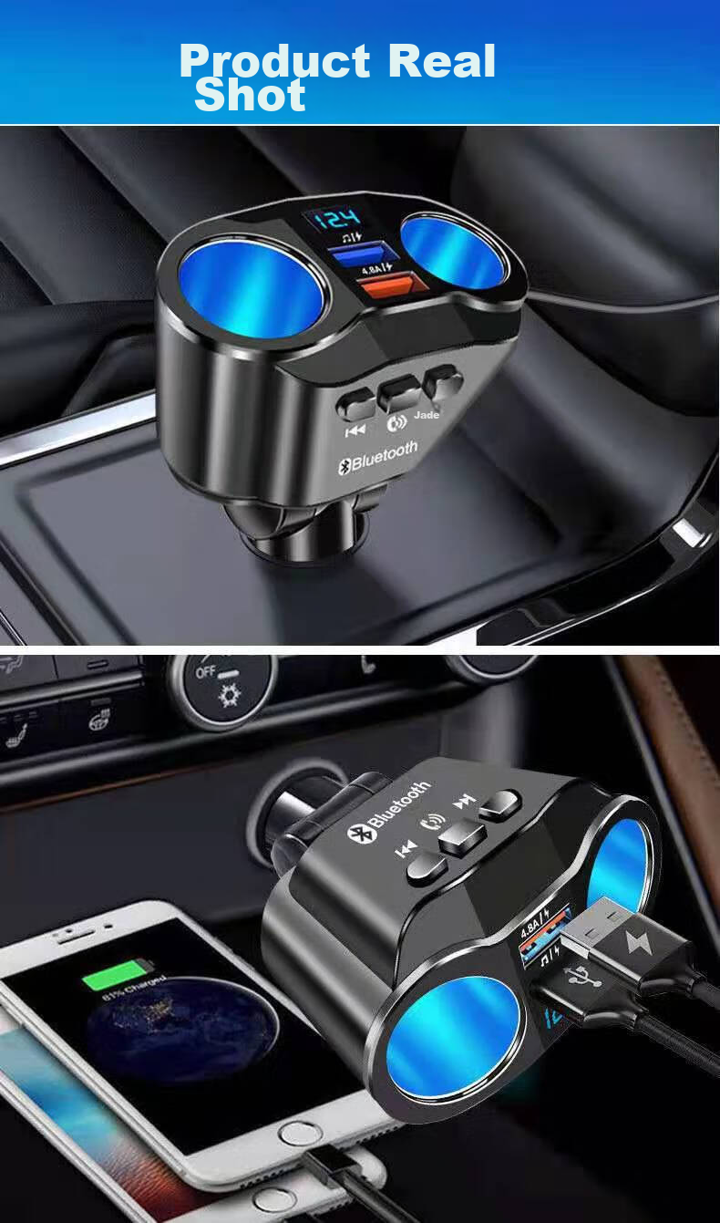 Автомобильное зарядное устройство Kylie GSF-002, MP3 Bluetooth-плеер, черный, складная модель с цифровым дисплеем, 24 Вт быстрой зарядки