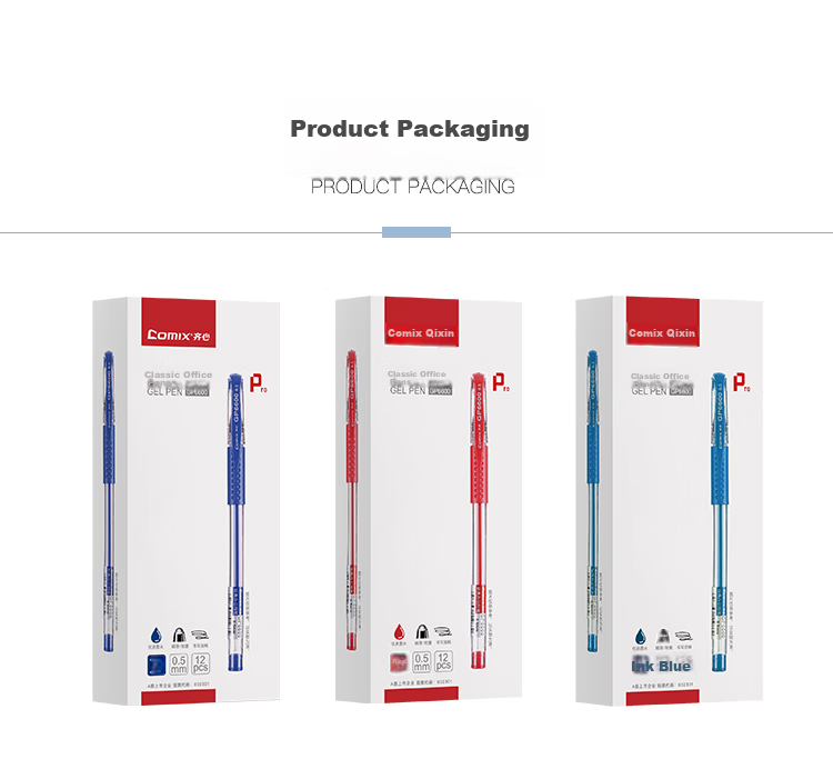 COMIX Classic Bullet Tip Gel Pen/ink Pen/signature Pen, 0.5mm, 12 Pens/box, Red, GP6600