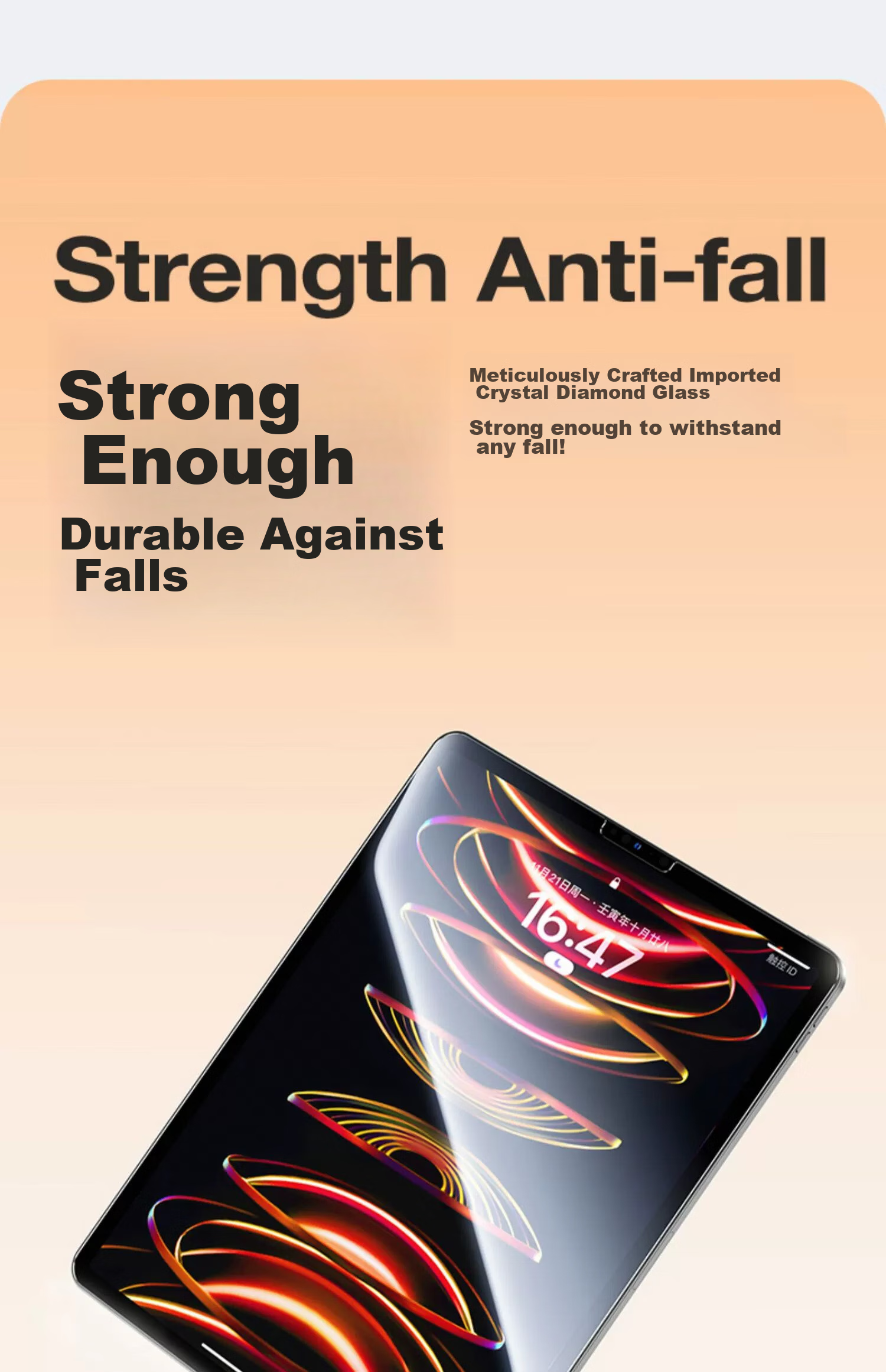 Защитная пленка TORRAS для iPad 11/10 (10.9 дюймов), закаленное стекло, противоударная, антибликовая, ультра-прозрачная, полное покрытие