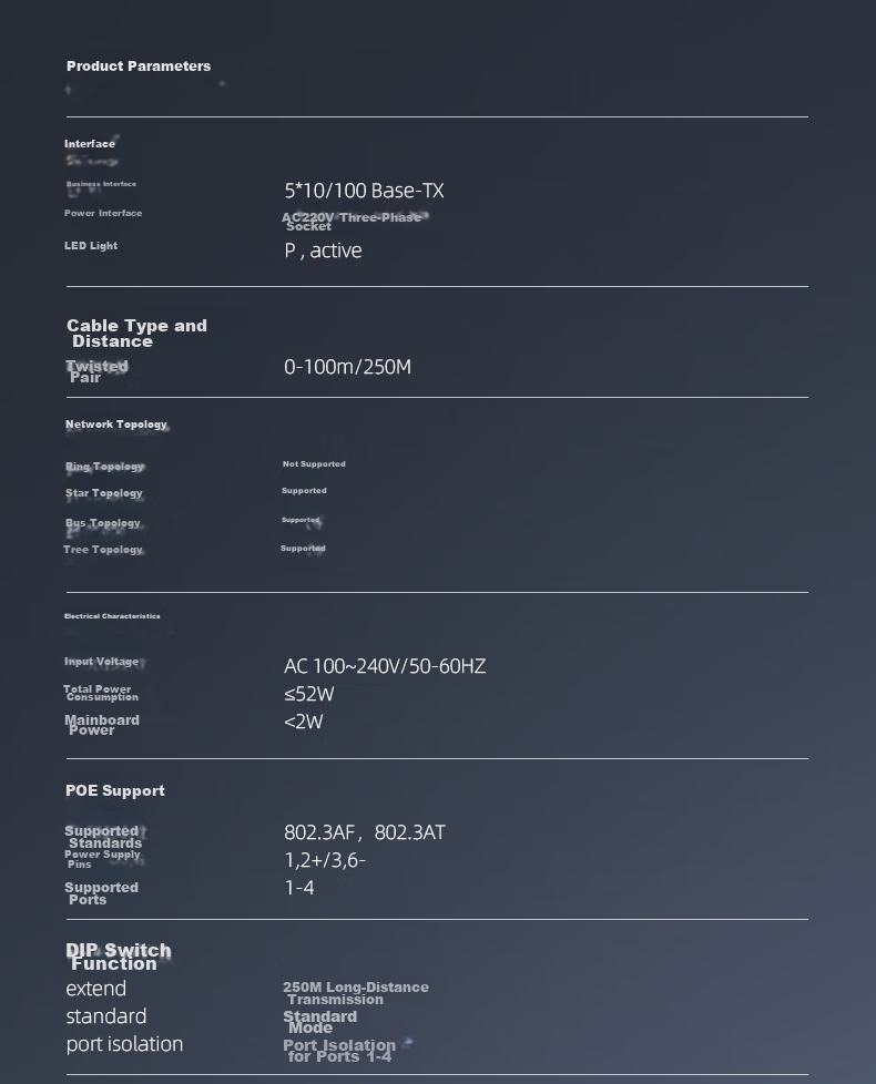 Коммутатор KeepLINK KP-9000 5-портовый 100 Мбит/с с 4 PoE портами, двойным аплинком, интеллектуальным сплиттером мониторинга, разделителем корпоративного класса