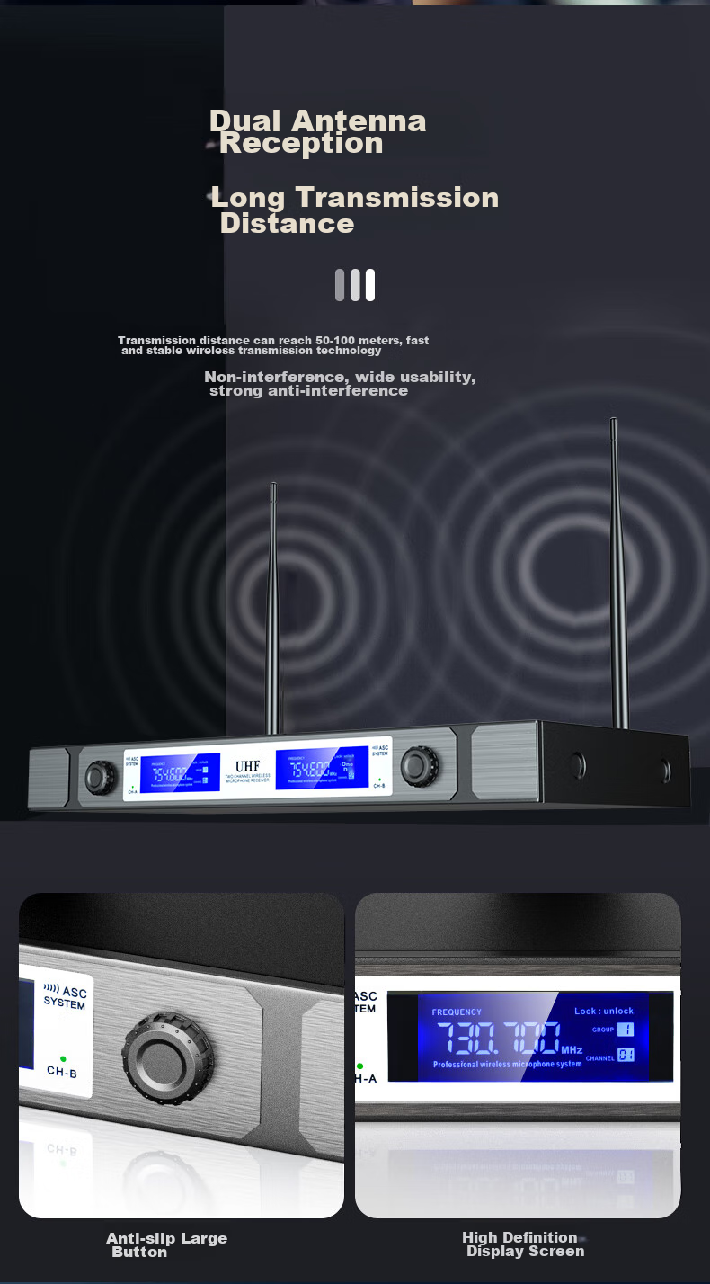 Беспроводная микрофонная система SAST, двухканальный UHF, для профессионального обучения, выступлений, домашнего караоке, совещаний, сцены и KTV