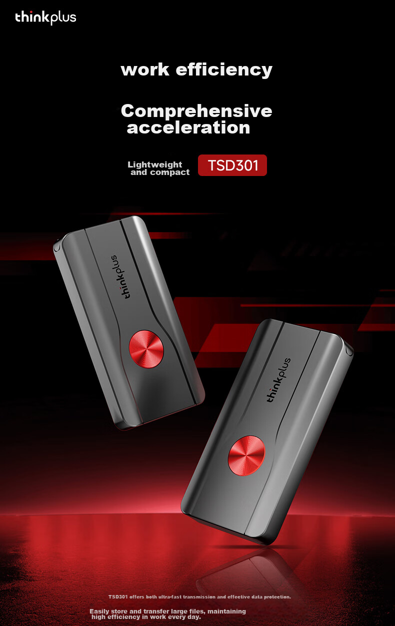 Портативный твердотельный накопитель ThinkPlus Lenovo 1TB PSSD, совместимый с компьютерами, ноутбуками и смартфонами, высокоскоростной, компактный, портативное устройство хранения данных, серия TSD301