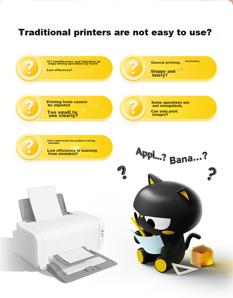 Мини-принтер Miaomiaoji P3S, портативный фотопринтер, термопринтер для печати этикеток и фотографий, 3 дюйма, черно-белый, с клейкой лентой
