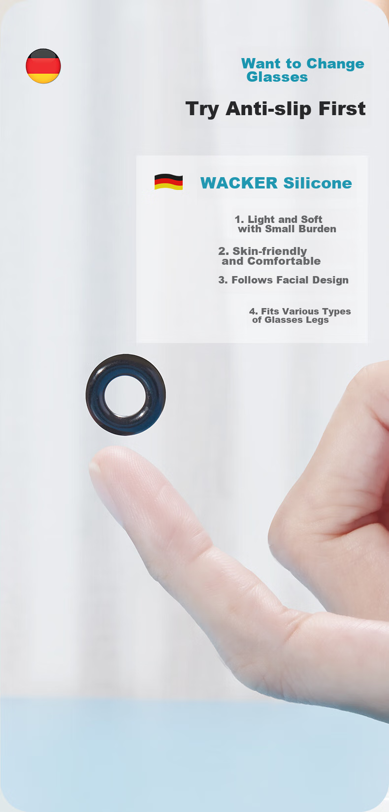 Yanjingbang Немецкие стандартные противоскользящие крючки для очков, фиксаторы дужек, противоскользящие устройства, аксессуары для очков