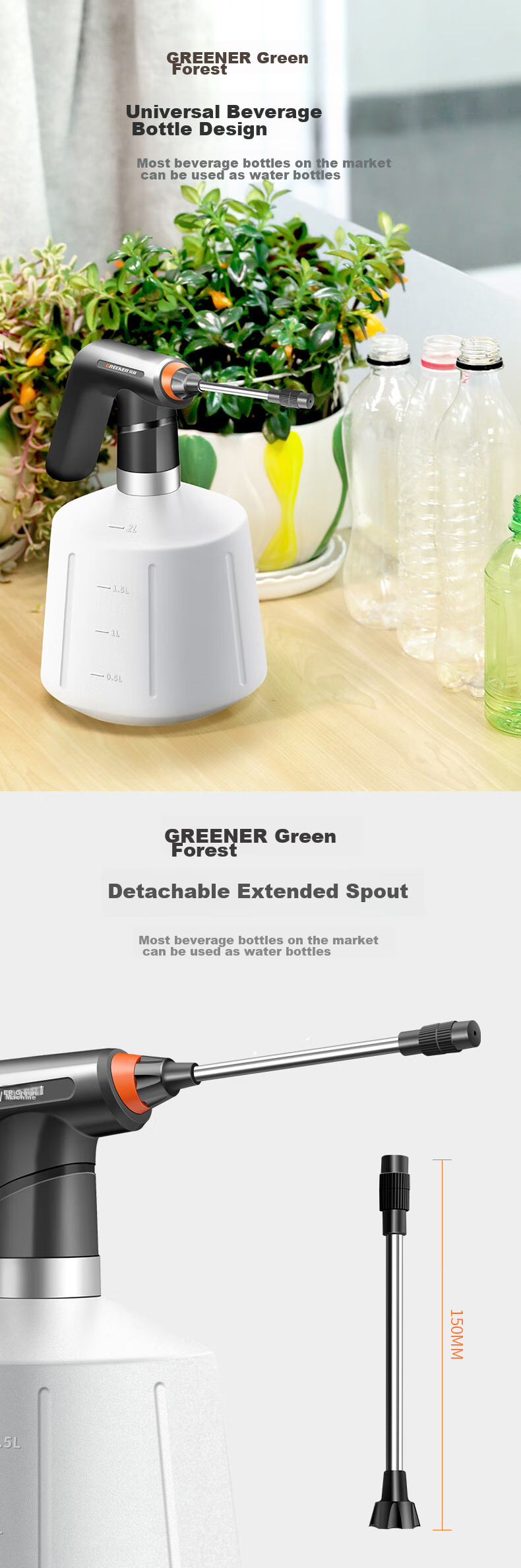 Электрический распылитель GREENER 2л для дома, для дезинфекции спиртом, мелкодисперсный распылитель воды, автоматический