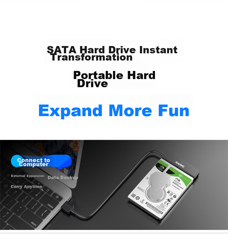 Кабель-адаптер MAIWO K104A для 2.5-дюймовых SATA HDD/SSD, USB 3.0, черный