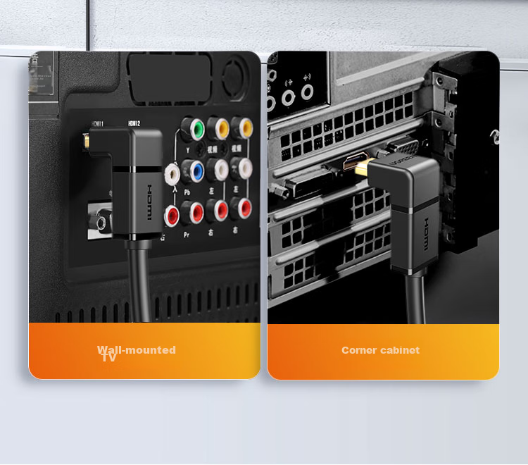 Переходник UGREEN HDMI Male to Female, L-образный, 90 градусов, угловой, для подключения компьютера и ТВ, 20109