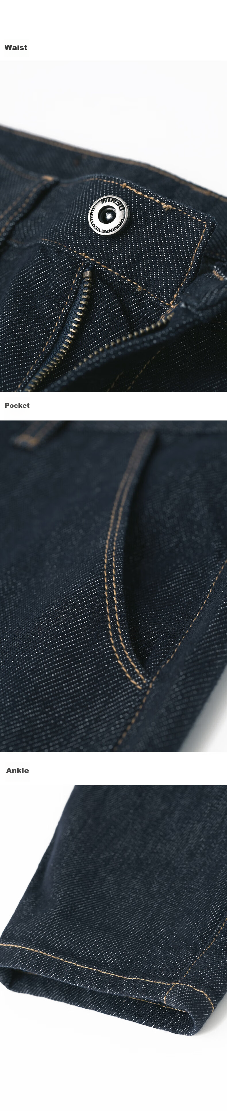 Джинсы MARKLESS [Original Color Jeans] мужские, текстурированные, осенне-зимние, модель 1031, цвет Деним Синий [Стойкий цвет], размер 29