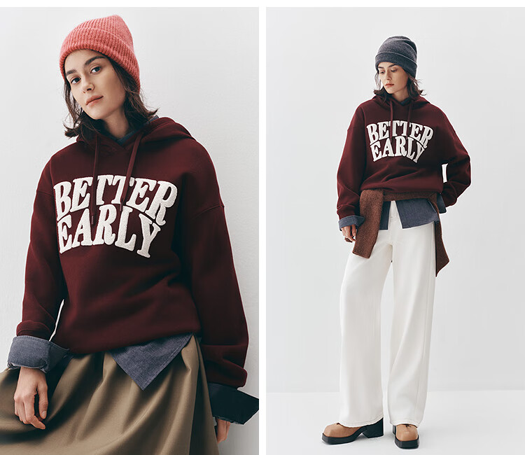 Женская толстовка Semir, флисовая, оверсайз, с буквенным принтом, для зимы 2025, повседневный стиль
