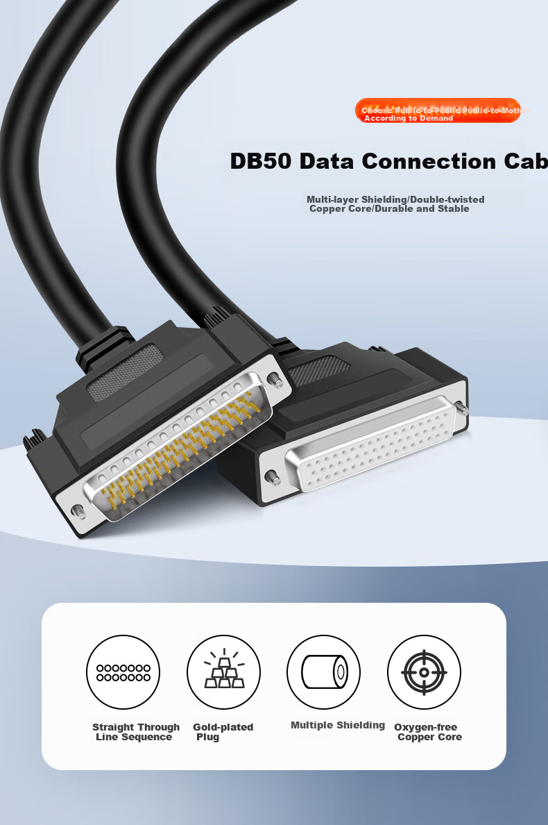 Кабель KSRGB HPDB50, SCSI 50-Pin D-SUB, Серво промышленный клеммный блок, Трехрядный экранированный кабель, от Male к Male, 1 метр, KS-D