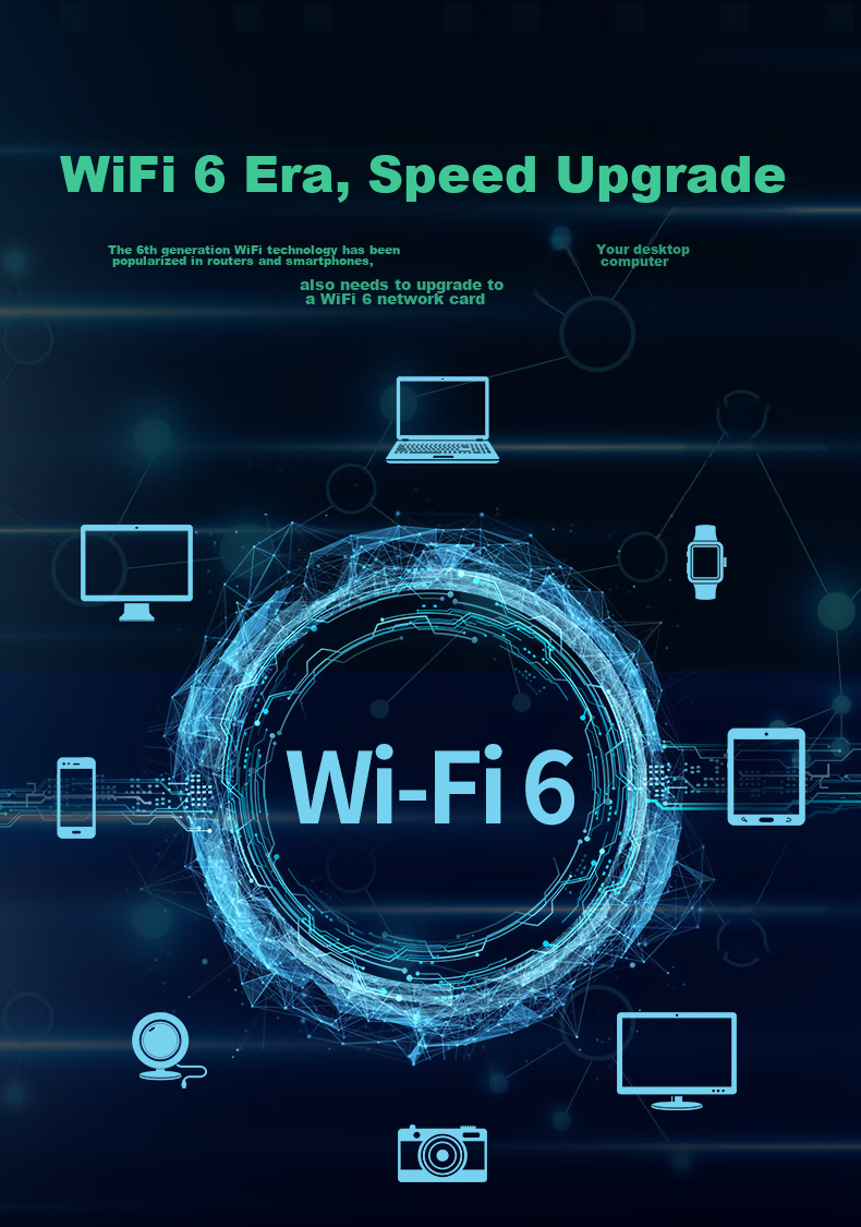Wi-Fi 6 сетевая карта EDUP EP-9651ES AX210, 5374 Мбит/с, двухдиапазонная, 2.4/5 ГГц, Bluetooth 5.3, для ПК, PCI-E