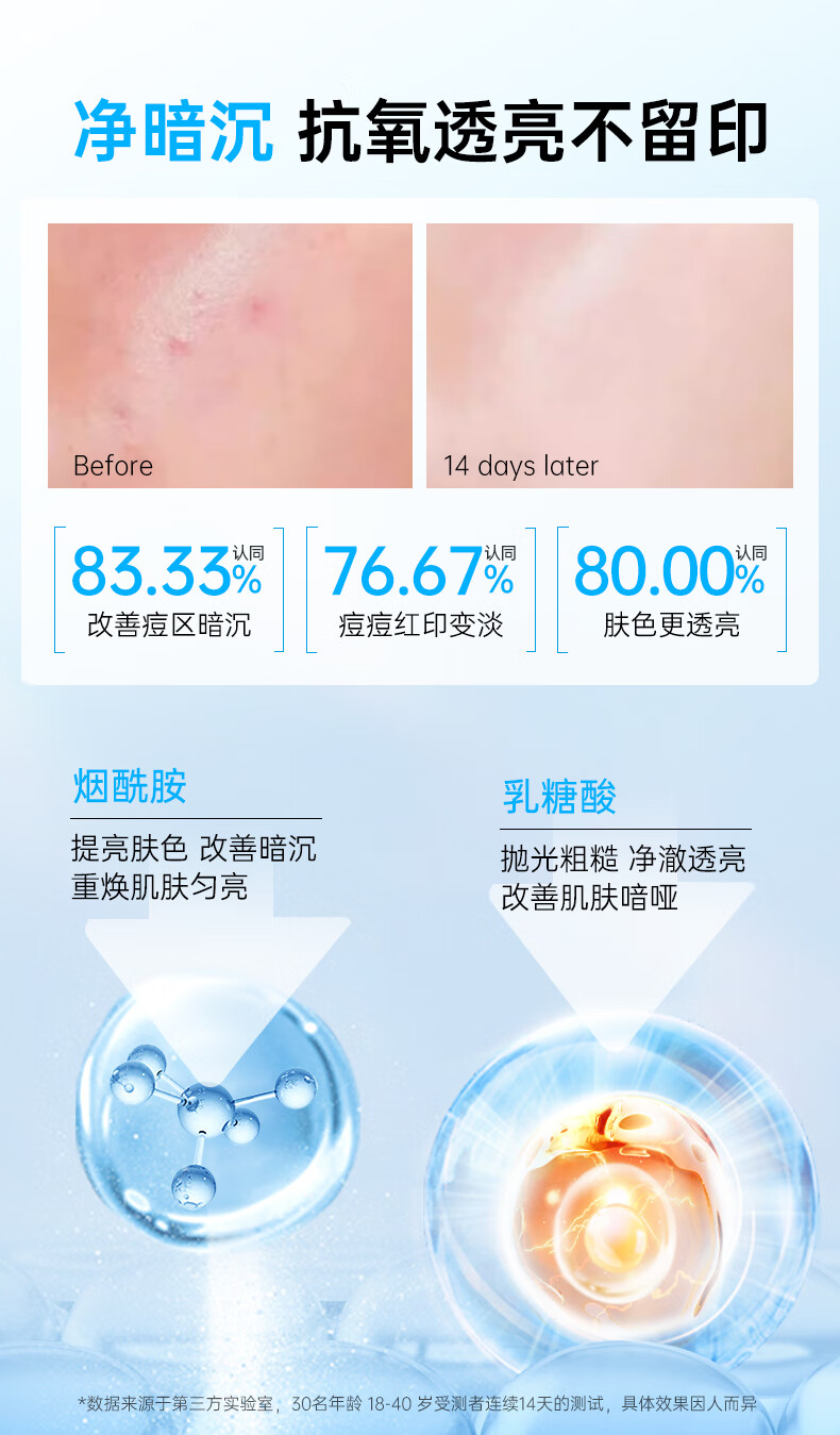 透真清颜水杨酸祛痘修护舒缓凝胶控油淡化痘印痘坑20g