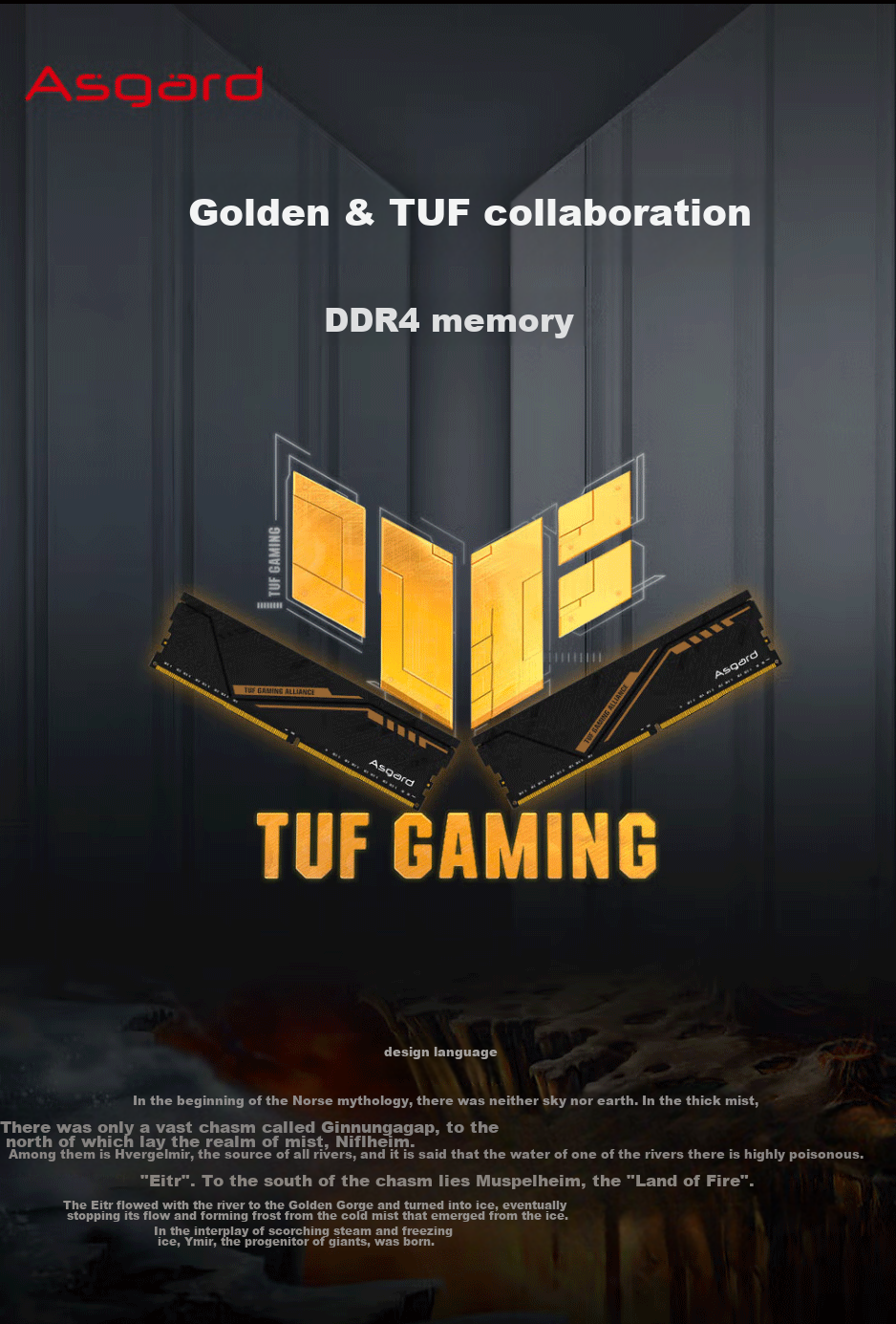 Оперативная память Asgard Jinlun Jia & TUF Co-Branded Edition, 16 ГБ (2x8 ГБ) DDR4 3200 МГц, CL18, с радиатором, черный/оранжевый