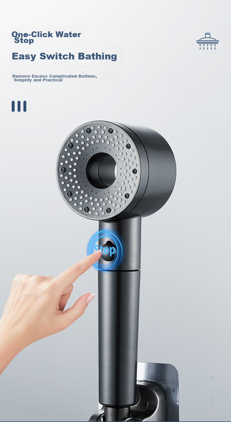 Ручной душ KEGOO K4035 с функцией остановки воды, трехкомпонентный набор, без сверления, универсальный кронштейн