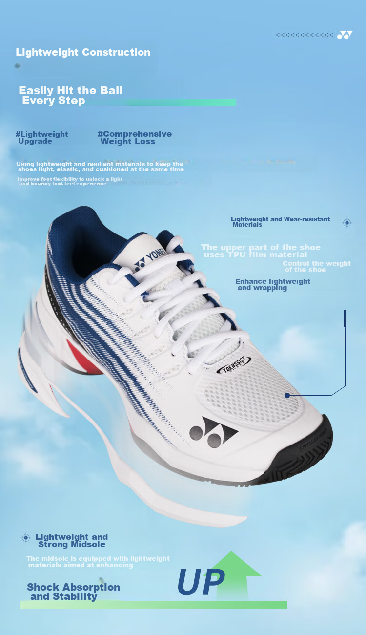 YONEX Теннисные кроссовки, противоскользящие, амортизирующие, профессиональные спортивные кроссовки для соревнований и тренировок SHTTWGCEX, белый/красный, размер 43