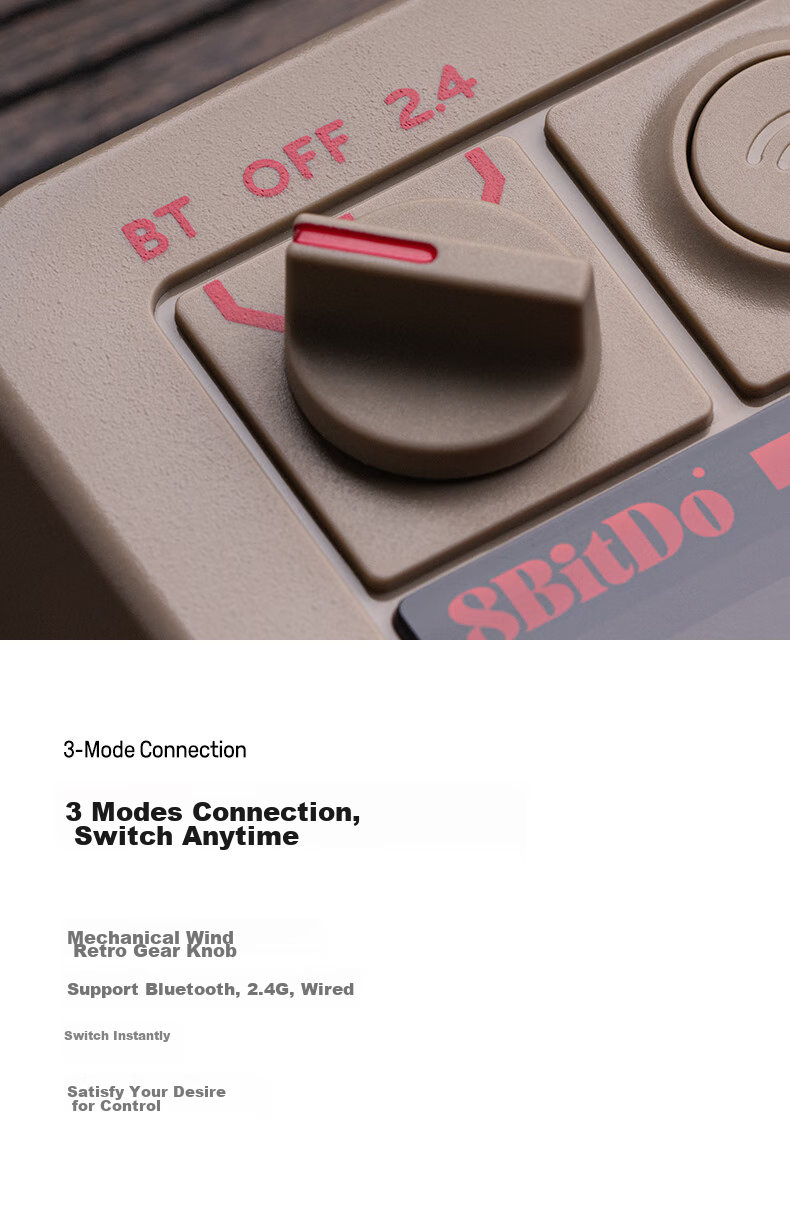 Компактная механическая клавиатура 8BitDo Retro18 Digital Keyboard, 3 режима подключения (Bluetooth, 2.4G, проводное), белая