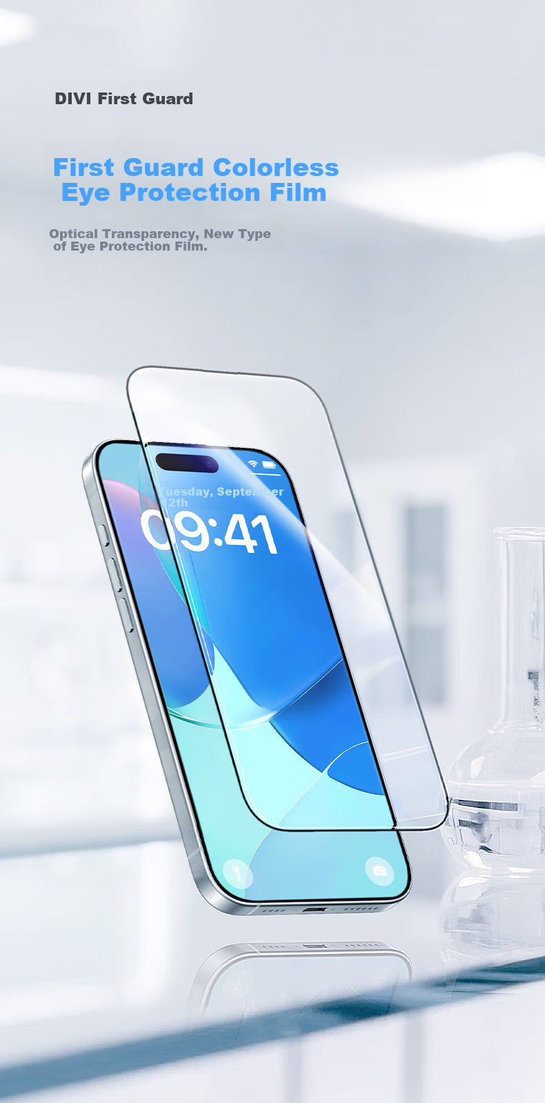 Защитное стекло для экрана DIVI для Apple iPhone 15 Pro, защита от синего света, антибликовое, 2 шт.