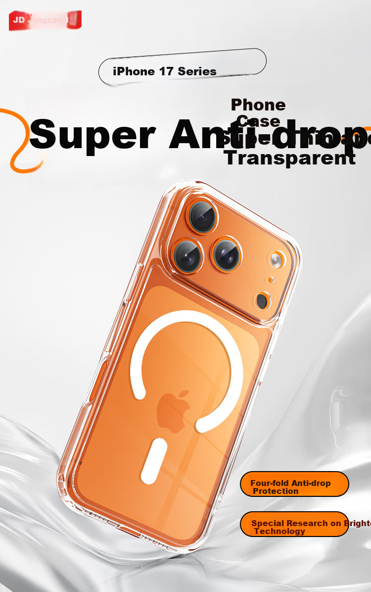 JD Original Чехол для iPhone 17 Pro Max, ультрапрочный, защита от падений, магнитный, прозрачный, Magsafe, противоударный