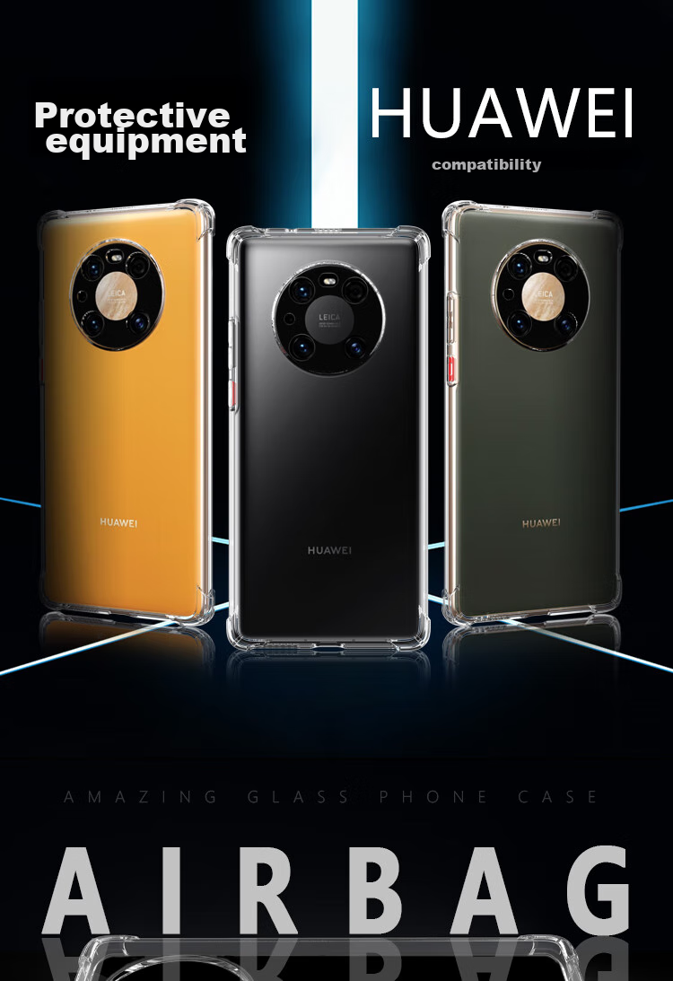 Противоударный чехол ESCAPE с полным покрытием и воздушной подушкой для Huawei Mate40 Pro/40E Pro (с отверстием для шнурка), обновленная прозрачная белая версия серии ES-Ip9