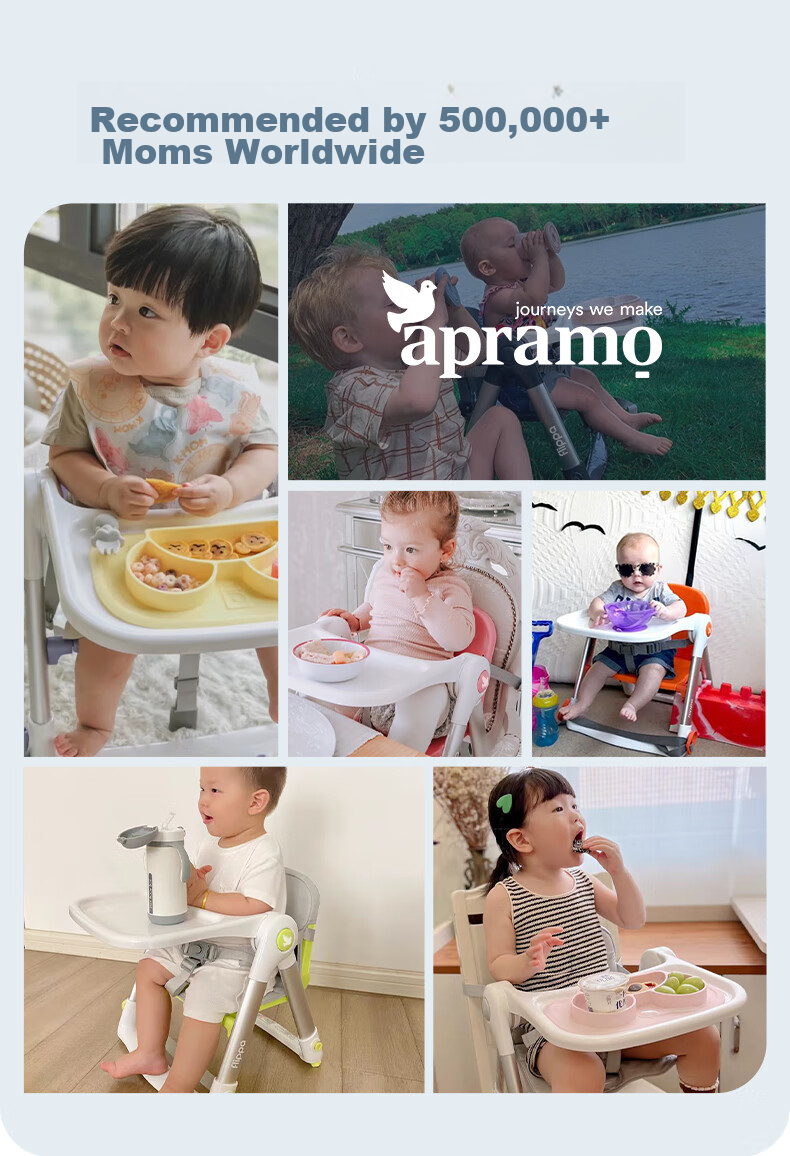 Детский стульчик для кормления Apramo Flippa, складной, портативный, для детей от 6 месяцев до 3 лет, цвет "Конфетный зеленый"