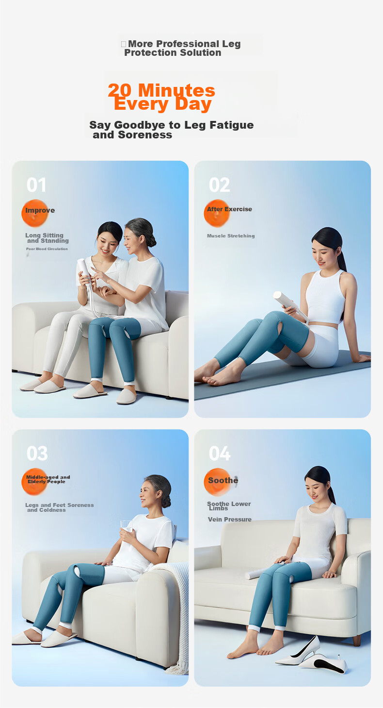 Массажер для ног Keepfit KPF-Leg07 с функцией теплового компресса для коленей, автоматическое разминание для бедер и икр, улучшение кровообращения, подарок на праздник