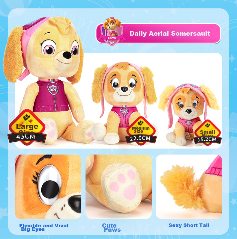 Мягкая игрушка PAW PATROL, собака, классический стиль, серая, маленькая, сидячая, милый плюшевый зверек, подарок на день рождения для мальчиков и девочек