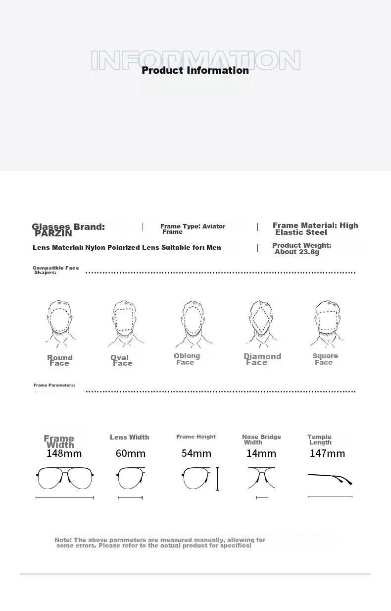 Солнцезащитные очки PARZIN Polarized Sunglasses для мужчин, стиль Фань Чэнчэн, двойная оправа, авиатор, защита от УФ, для вождения, трендовые солнцезащитные очки PZ8380