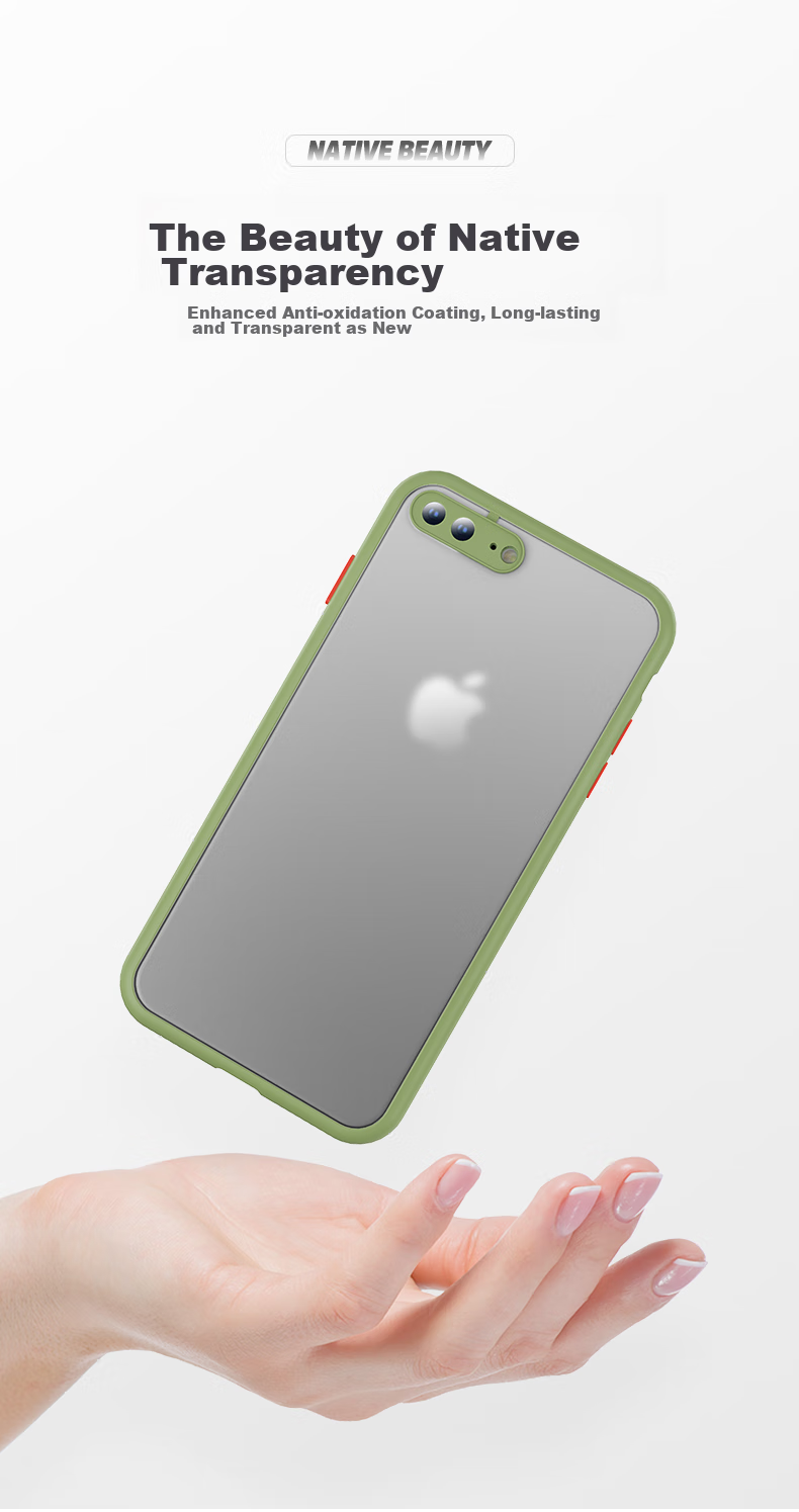 Чехол для Apple iPhone 7 Plus/8 Plus, Baozou, с полной защитой линз, противоударный, с защитой от отпечатков пальцев, силиконовый мягкий край, контрастный прозрачный матовый дизайн, для мужчин и женщин, черный