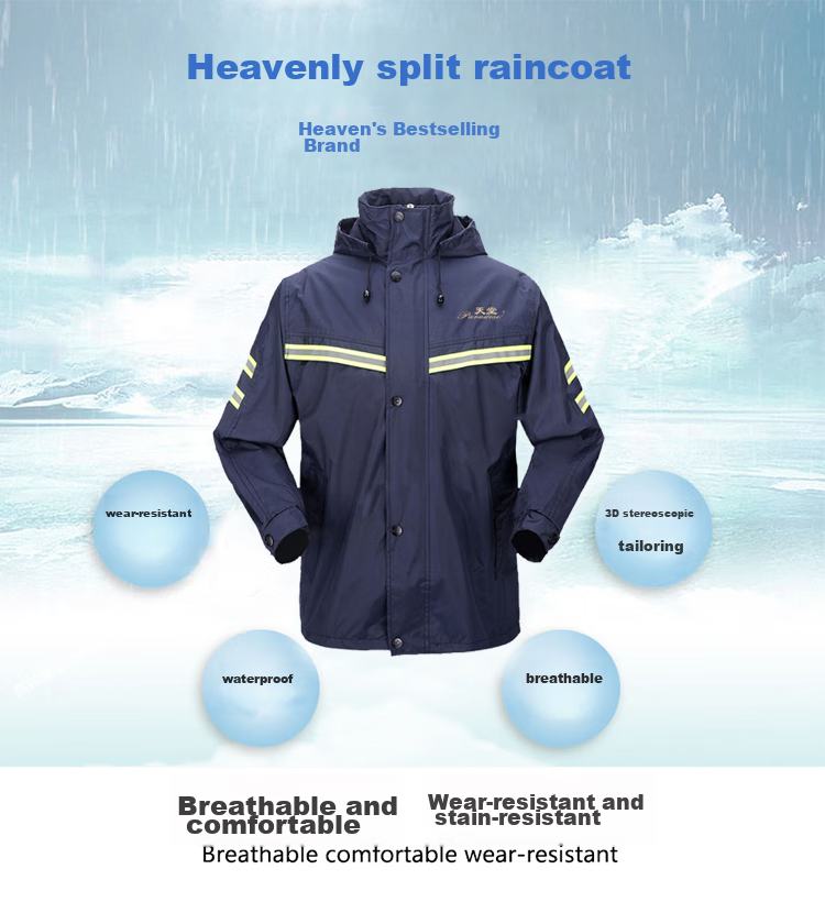 Дождевик Tiantang Outdoor, комплект из двух предметов для одного человека, весенний полиэстер с двойным слоем, для электросамокатов и мотоциклов, темно-синий, размер 3XL