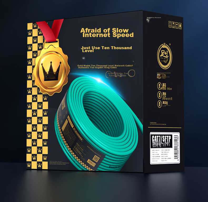 Сетевой кабель WANJEED CAT7, двойное экранирование, 23AWG, бескислородная чистая медь, низкий дым, нулевой галоген, инженерная сеть, 20 метров, зеленый