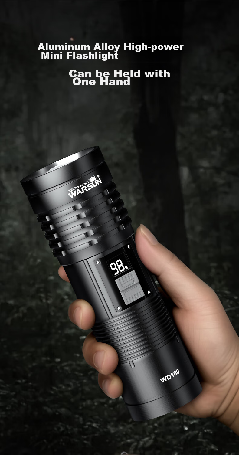 Фонарь WAR SUN WD High-Intensity Flashlight, ультраяркий дальний лазерный луч, перезаряжаемый поисковый фонарь с функцией зума, аварийное использование на открытом воздухе и дома